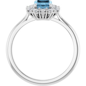 10K White Gold Natural Sky Blue Topaz  and 1/3 CTW Lab-Grown Diamond Ring