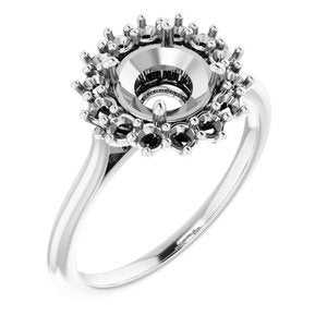 10K White Gold 7 mm Round Halo-Style Ring Mounting