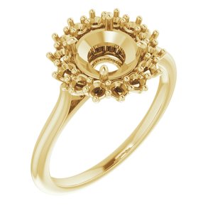 10K Yellow Gold 7 mm Round Halo-Style Ring Mounting