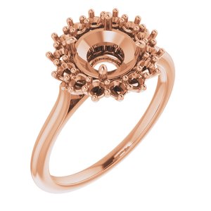 18K Rose Gold 7 mm Round Halo-Style Ring Mounting