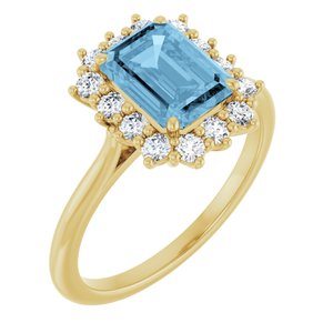 10K Yellow Gold Natural Sky Blue Topaz  and 1/3 CTW Lab-Grown Diamond Ring