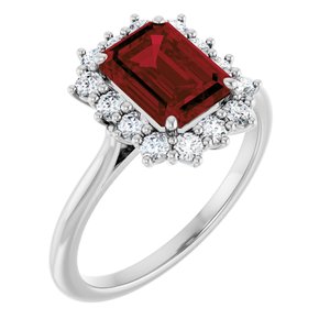 14K White Gold Natural Mozambique Garnet and 1/3 CTW Lab-Grown Diamond Ring