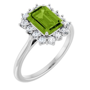 Platinum Natural Peridot  and 1/3 CTW Lab-Grown Diamond Ring
