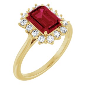 14K Yellow Gold Lab-Grown Ruby  and 1/3 CTW Lab-Grown Diamond Ring