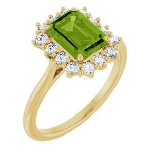 10K Yellow Gold Natural Peridot  and 1/3 CTW Lab-Grown Diamond Ring