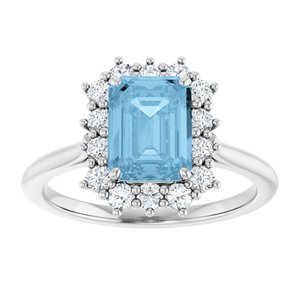 Sterling Silver Natural Sky Blue Topaz  and 1/3 CTW Lab-Grown Diamond Ring