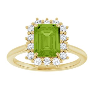 14K Yellow Gold Natural Peridot  and 1/3 CTW Lab-Grown Diamond Ring