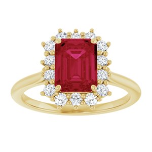 14K Yellow Gold Lab-Grown Ruby  and 1/3 CTW Lab-Grown Diamond Ring