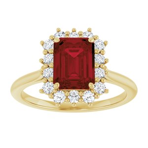14K Yellow Gold Natural Mozambique Garnet and 1/3 CTW Lab-Grown Diamond Ring