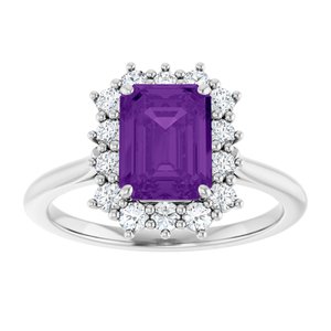 Sterling Silver Natural Amethyst and 1/3 CTW Lab-Grown Diamond Ring