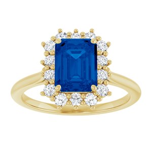 14K Yellow Gold Lab-Grown Blue Sapphire and 1/3 CTW Lab-Grown Diamond Ring