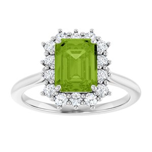 Sterling Silver Natural Peridot  and 1/3 CTW Lab-Grown Diamond Ring