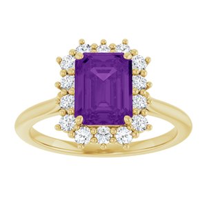 14K Yellow Gold Natural Amethyst and 1/3 CTW Lab-Grown Diamond Ring