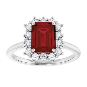 Sterling Silver Natural Mozambique Garnet and 1/3 CTW Lab-Grown Diamond Ring