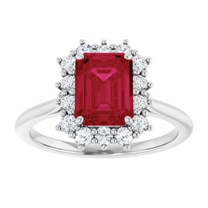 Sterling Silver Lab-Grown Ruby  and 1/3 CTW Lab-Grown Diamond Ring