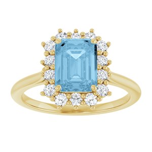10K Yellow Gold Natural Sky Blue Topaz  and 1/3 CTW Lab-Grown Diamond Ring