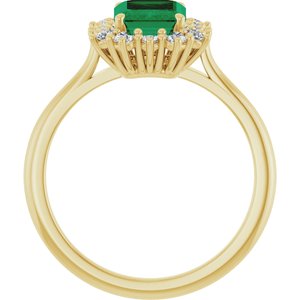 10K Yellow Gold Lab-Grown Emerald and 1/3 CTW Lab-Grown Diamond Ring
