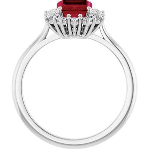 10K White Gold Lab-Grown Ruby  and 1/3 CTW Lab-Grown Diamond Ring