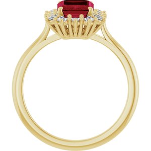 14K Yellow Gold Lab-Grown Ruby  and 1/3 CTW Lab-Grown Diamond Ring