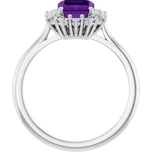 Sterling Silver Natural Amethyst and 1/3 CTW Lab-Grown Diamond Ring