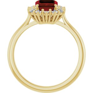 14K Yellow Gold Natural Mozambique Garnet and 1/3 CTW Lab-Grown Diamond Ring