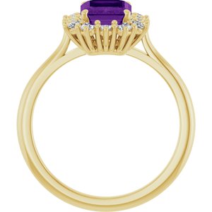 14K Yellow Gold Natural Amethyst and 1/3 CTW Lab-Grown Diamond Ring