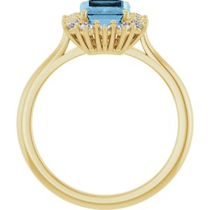 10K Yellow Gold Natural Sky Blue Topaz  and 1/3 CTW Lab-Grown Diamond Ring