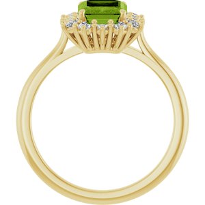 14K Yellow Gold Natural Peridot  and 1/3 CTW Lab-Grown Diamond Ring