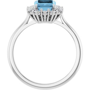 Platinum Natural Sky Blue Topaz  and 1/3 CTW Lab-Grown Diamond Ring