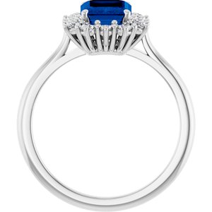 10K White Gold Lab-Grown Blue Sapphire and 1/3 CTW Lab-Grown Diamond Ring