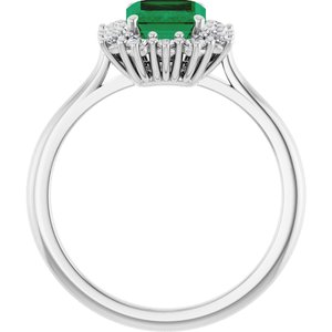 10K White Gold Lab-Grown Emerald and 1/3 CTW Lab-Grown Diamond Ring