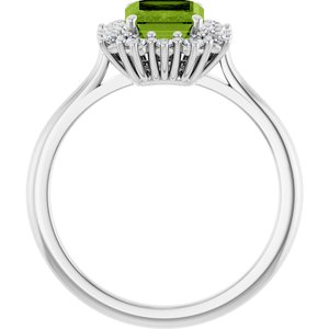 Platinum Natural Peridot  and 1/3 CTW Lab-Grown Diamond Ring