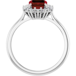 14K White Gold Natural Mozambique Garnet and 1/3 CTW Lab-Grown Diamond Ring