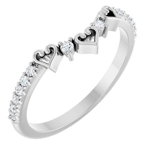 14K White 1/6 CTW Natural Diamond Heart Contour Band
