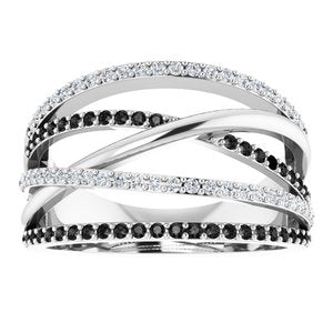 14K White Gold 1/2 CTW Natural Black & White Diamond Ring