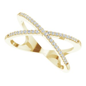 14K Yellow Gold Vermeil 1/6 CTW Lab-Grown Diamond Criss-Cross Ring