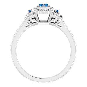 Sterling Silver Natural Blue Sapphire & .06 CTW Natural Diamond Halo-Style Illusion Ring