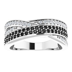 14K White Gold 1/2 CTW Black & White Natural Diamond Ring
