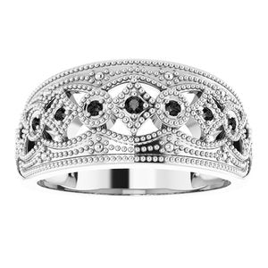 Sterling Silver Natural Black Spinel Ring Size 8