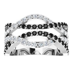 14K White Gold 1 CTW Natural Black & White Diamond Ring
