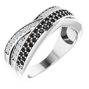 14K White Gold 1/2 CTW Black & White Natural Diamond Ring