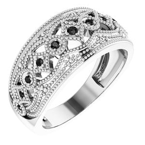 Sterling Silver Natural Black Spinel Ring Size 7