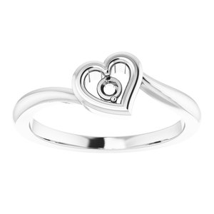 Sterling Silver .06 CTW Lab-Grown Diamond Heart Ring