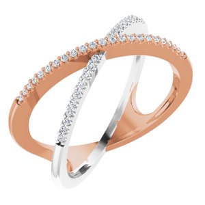14K Rose/White Gold 1/6 CTW Natural Diamond Criss-Cross Ring