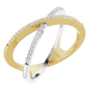 14K Yellow/White Gold 1/6 CTW Natural Diamond Criss-Cross Ring
