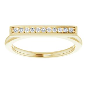 14K Yellow Gold 1/10 CTW Natural Diamond Bar Ring