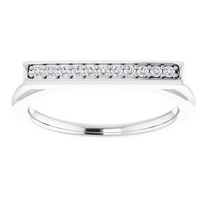 14K White Gold 1/10 CTW Natural Diamond Bar Ring