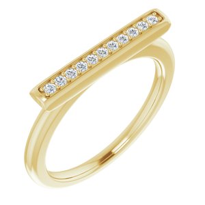 14K Yellow Gold 1/10 CTW Natural Diamond Bar Ring