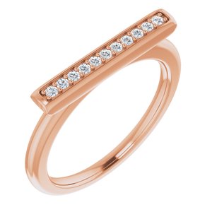 14K Rose Gold 1/10 CTW Natural Diamond Bar Ring