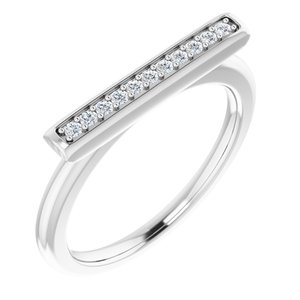 14K White Gold 1/10 CTW Natural Diamond Bar Ring